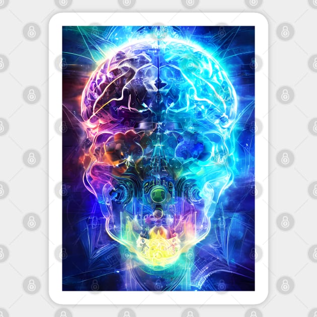 Vibrant Brain Waves - AI Generated Sci Fi Concept Art - Sticker by AfroMatic